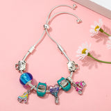 Enamel Hot Air Balloon Beads Chain Bracelet With Car Bicycle Pendant
