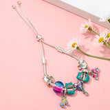 Enamel Hot Air Balloon Beads Chain Bracelet With Car Bicycle Pendant