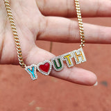 Enamel Initial Necklace with Diamonds, Color Options