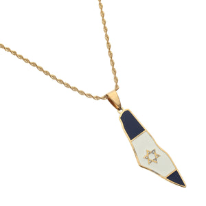 Enamel Map Flag Pendant Necklace Silver Jewelry