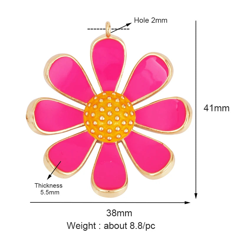 Enamel Flower Snail Balloon Charm, 18K Real Plated, Jewelry Supplies