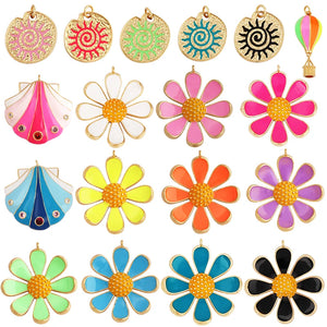 Enamel Flower Snail Balloon Charm, 18K Real Plated, Jewelry Supplies