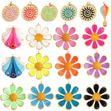 Enamel Flower Snail Balloon Charm, 18K Real Plated, Jewelry Supplies