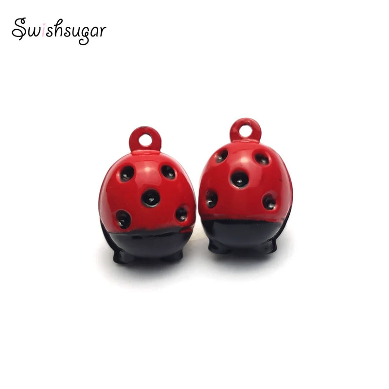 Enamel Ladybug Animal Styles Cartoon Copper Bell Charms Bracelet Pendant