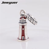 Enamel Lighthouse Dangle Charm 925 Sterling DIY Making
