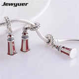 Enamel Lighthouse Dangle Charm 925 Sterling DIY Making
