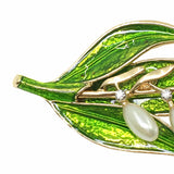 Enamel Lily of the Valley Brooch Metal Flower Brooches For Women Hijab Pins