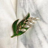 Enamel Lily of the Valley Brooch Metal Flower Brooches For Women Hijab Pins