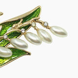 Enamel Lily of the Valley Brooch Metal Flower Brooches For Women Hijab Pins