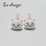Enamel Cat Jingle Bell Charms for Pet Necklace Pendant