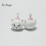 Enamel Cat Jingle Bell Charms for Pet Necklace Pendant
