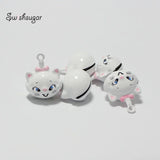 Enamel Cat Jingle Bell Charms for Pet Necklace Pendant