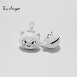 Enamel Cat Jingle Bell Charms for Pet Necklace Pendant