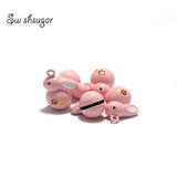 Enamel Metal Cartoon Pink Rabbit Jingle Bell Charms Pendant