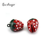 Enamel Metal Strawberry Jingle Bell Charms Pendant for Jewelry Accessories