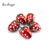 Enamel Metal Strawberry Jingle Bell Charms Pendant for Jewelry Accessories