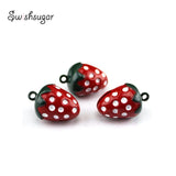 Enamel Metal Strawberry Jingle Bell Charms Pendant for Jewelry Accessories