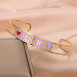 Enamel Name Bracelet, Personalized Name Bracelet,Customized Word Jewelry