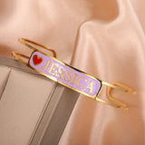 Enamel Name Bracelet, Personalized Name Bracelet,Customized Word Jewelry