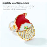 Enamel Nano Zircon 925 Silver Stud Earrings Women Santa Claus Snowflake