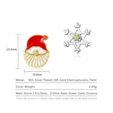 Enamel Nano Zircon 925 Silver Stud Earrings Women Santa Claus Snowflake