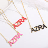 Enamel Necklace Name Necklace Stainless Steel Pendant Dropoil Jewelry