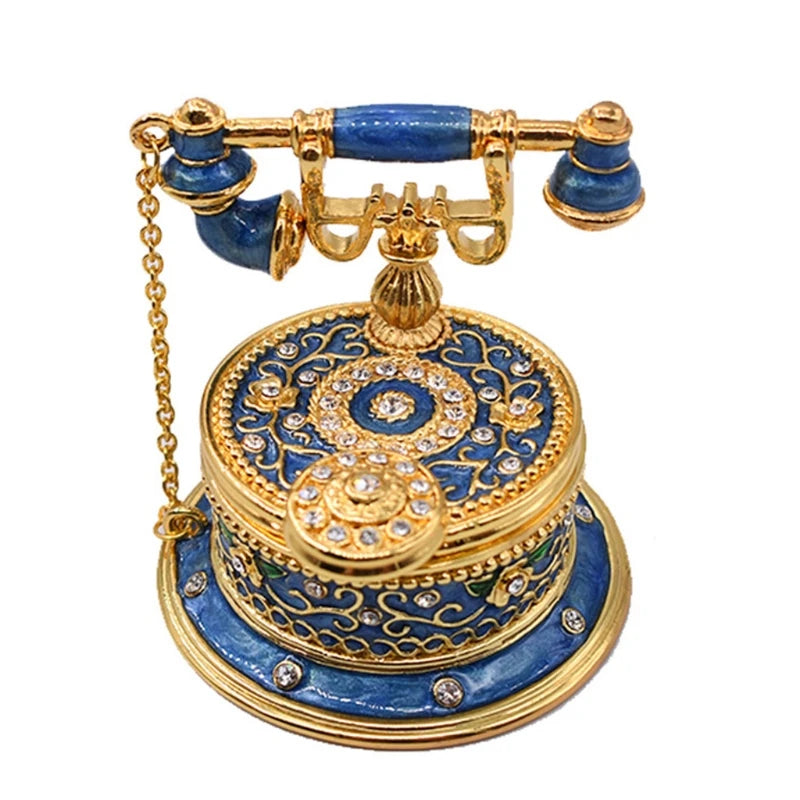 Enamel Ornaments Telephone Cloisonne Style Handicrafts Diamond Jewelry Organizer
