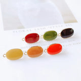 Enamel Oval Alloy Stud Earring Finding Components 6pcs