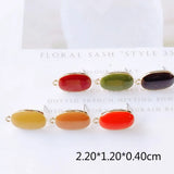 Enamel Oval Alloy Stud Earring Finding Components 6pcs