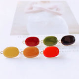Enamel Oval Alloy Stud Earring Finding Components 6pcs