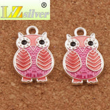 Enamel Owl Charm Beads 10pcs Plated Pendants Jewelry DIY