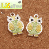 Enamel Owl Charm Beads 10pcs Plated Pendants Jewelry DIY
