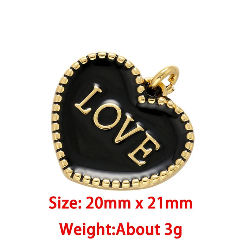 Enamel Pendants Metal Frame Necklace DIY Jewelry Accessories Letter Charms
