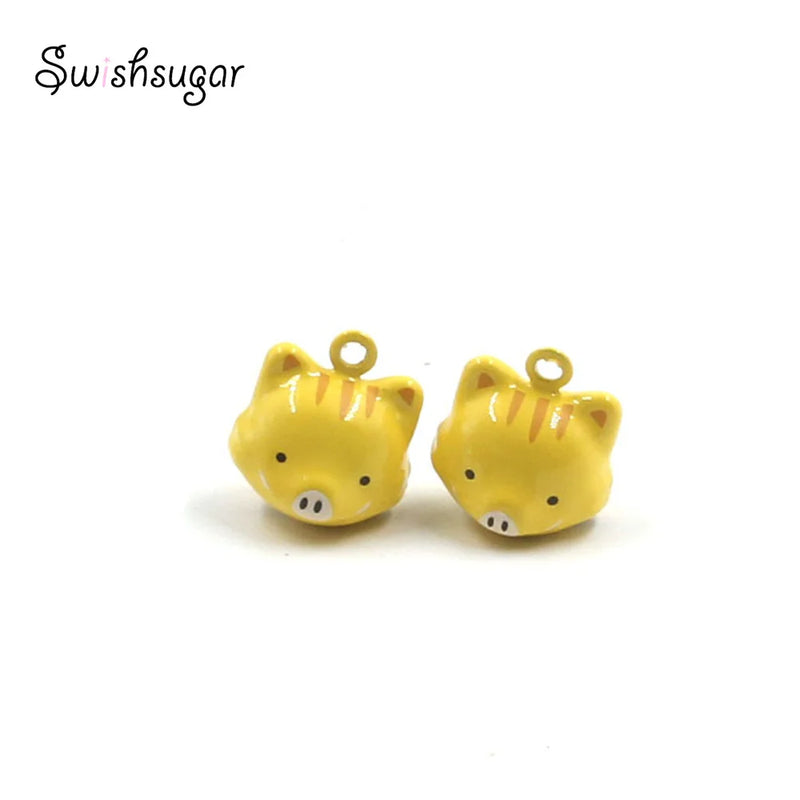 Enamel Pig Metal Animal Jingle Bell Charms Craft Jewelry Findings Accessories