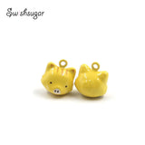 Enamel Pig Metal Animal Jingle Bell Charms Craft Jewelry Findings Accessories