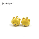 Enamel Pig Metal Animal Jingle Bell Charms Craft Jewelry Findings Accessories