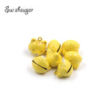 Enamel Pig Metal Animal Jingle Bell Charms Craft Jewelry Findings Accessories