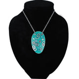 Retro Style Enamel Necklace Antique Silver Plated