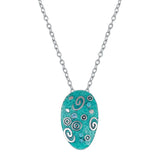 Retro Style Enamel Necklace Antique Silver Plated