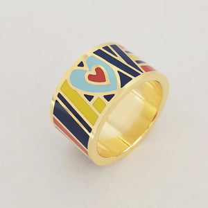 Enamel Rings for Women Gold-Color Jewelry