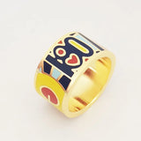 Enamel Rings for Women Gold-Color Jewelry