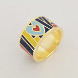 Enamel Rings for Women Gold-Color Jewelry