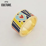 Enamel Rings for Women Gold-Color Jewelry
