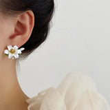 Ceramic Glaze Flower Earrings Lily Studs for Women