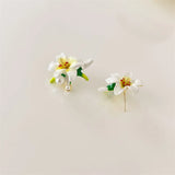 Ceramic Glaze Flower Earrings Lily Studs for Women