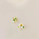 Ceramic Glaze Flower Earrings Lily Studs for Women