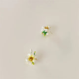 Ceramic Glaze Flower Earrings Lily Studs for Women