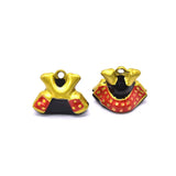 Enamel Samurai Helmet Jingle Bell Charms Pendant Jewelry