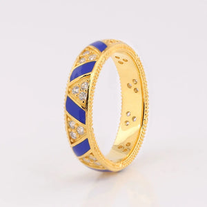 Enamel Shine Stones And Stripes Crystal Ring Women S925 Sterling Silver