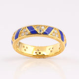 Enamel Shine Stones And Stripes Crystal Ring Women S925 Sterling Silver